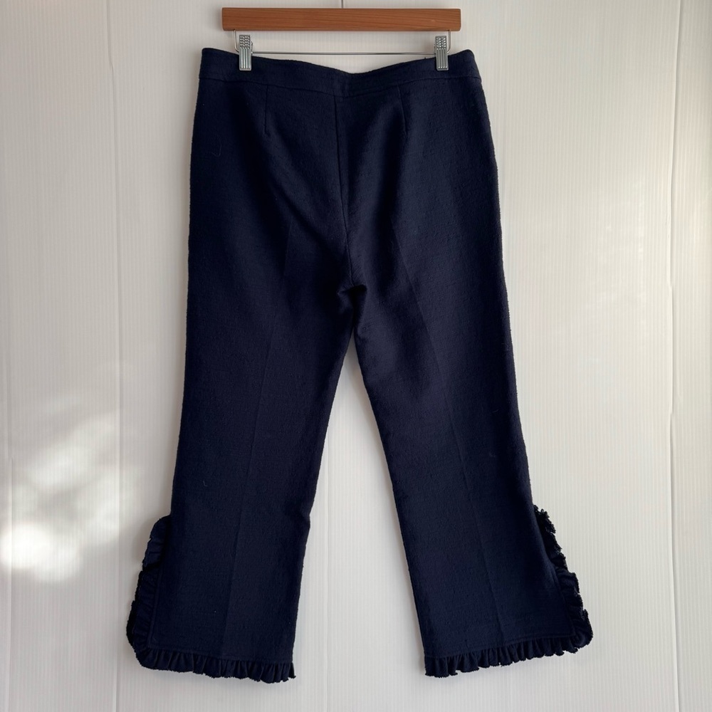 Trina Turk Navy Cropped Pants with Ruffle Hem - Picture 9 of 9